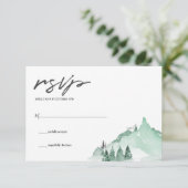 Elegante Green Forest Bergen RSVP Kaartje (Staand voorkant)