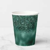 Elegante Green Glitter & Folie Trouwpapier Cups Papieren Bekers (Achterkant)