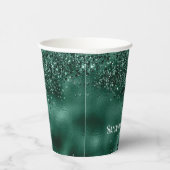 Elegante Green Glitter & Folie Trouwpapier Cups Papieren Bekers (Rechts)