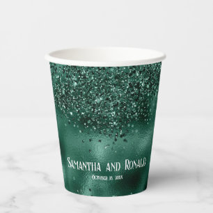 Elegante Green Glitter & Folie Trouwpapier Cups Papieren Bekers
