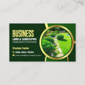 Elegante Green Gold Lawncare Landscaping Service Visitekaartje (Voorkant)