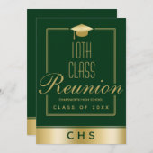 Elegante Green Gold Script 10e klasse reünie Kaart (Voorkant / Achterkant)