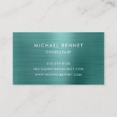 Elegante Green Metallic Monogram Consultant Visitekaartje (Achterkant)