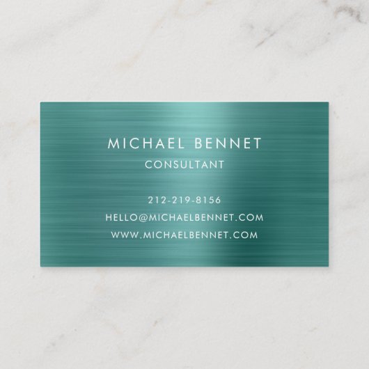 Elegante Green Metallic Monogram Consultant Visitekaartje (Achterkant)