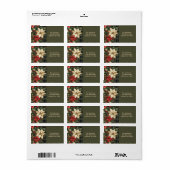 Elegante Green Plaid Poinsettias Kersttoespraak Etiket (Full Sheet)