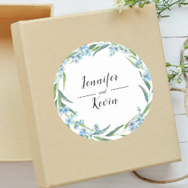 Elegante Greenary Rustieke Wildflower Bruiloft Ronde Sticker