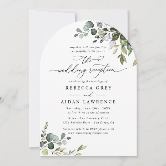 Elegante Greenery Arch bruiloft receptie alleen Kaart (Voorkant)