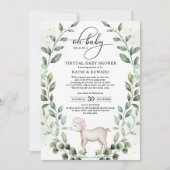 Elegante Greenery Gold Baby Lamb Virtual Shower Kaart (Voorkant)