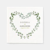 Elegante Greenery Heart Wedding gepersonaliseerd Servet (Voorkant)