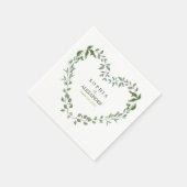 Elegante Greenery Heart Wedding gepersonaliseerd Servet (Hoek)