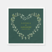Elegante Greenery Heart Wedding gepersonaliseerd Servet (Voorkant)