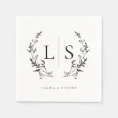 Elegante Greenery Krans Monogram bruiloft Servet (Voorkant)