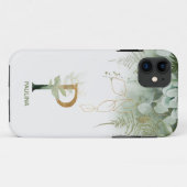 Elegante Greenery Letter P Hoesje-Mate iPhone Case (Achterkant (horizontaal))