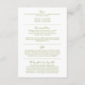 Elegante Greenery Meadow Wedding Informatie Informatiekaartje (Achterkant)