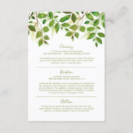 Elegante Greenery Meadow Wedding Informatie Informatiekaartje