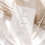 Elegante Greige Script bruiloft uitnodiging<br><div class="desc">Elegant Greige Script Bruiloftsuitnodiging Zie bijpassend collectie in onze Niche en Nest Store</div>