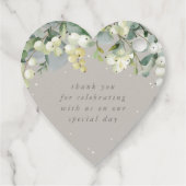Elegante Greige Snowberry+Eucalyptus Bruiloft Bedankjes Labels (Achterkant)