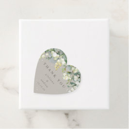 Elegante Greige Snowberry+Eucalyptus Bruiloft Bedankjes Labels