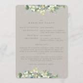 Elegante Greige Snowberry+Eucalyptus Winter Bruilo Programmakaart (Achterkant)