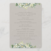 Elegante Greige Snowberry+Eucalyptus Winterhuwelij Programmakaart (Voorkant)