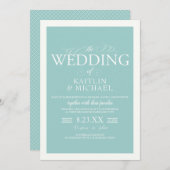 Elegante grens bruiloft uitnodiging-licht turquois kaart (Voorkant / Achterkant)