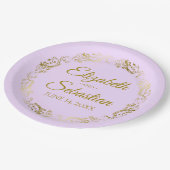Elegante  grens Lila Paarse & gouden bruiloft Papieren Bordje (Gekanteld)