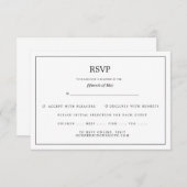 Elegante grens zwart-wit bruiloft RSVP Informatiekaartje (Voorkant / Achterkant)