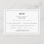 Elegante grens zwart-wit bruiloft RSVP Informatiekaartje (Voorkant)