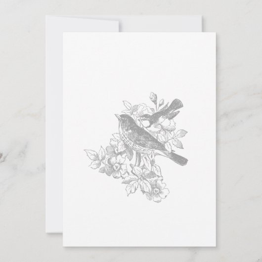 Elegante Grey Chinoiserie Natuur & Vogels bruiloft Kaart (Achterkant)