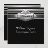 Elegante Grey en Black Mans Retirement Party Kaart (Voorkant / Achterkant)