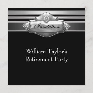 Elegante Grey en Black Mans Retirement Party Kaart