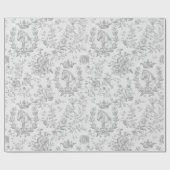 Elegante  Grey Equestrian Floral Toile Cadeaupapier (Vlak)