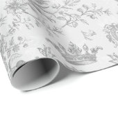 Elegante  Grey Equestrian Floral Toile Cadeaupapier (Rol Hoek)