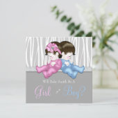 Elegante Grey Zebra gender Reveal Shower Kaart (Staand voorkant)