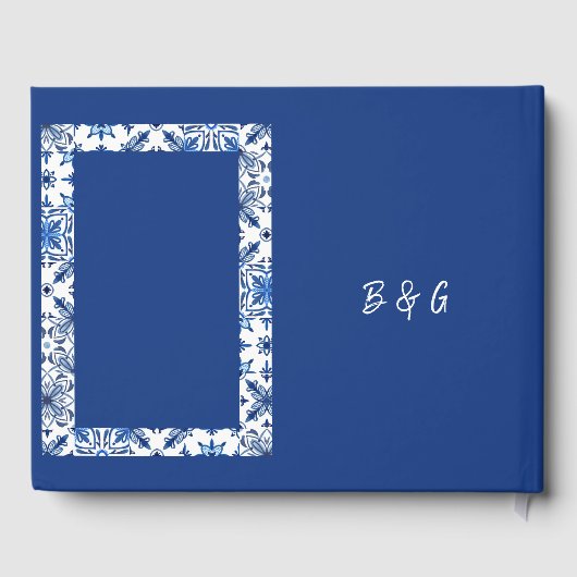 Elegante Griekse Blauw en Witte bruiloft Gastenboek (Achterkant)