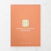 Elegante Griekse Key Koraal Interieur Design Broch Drieluik Kaart (Cover)