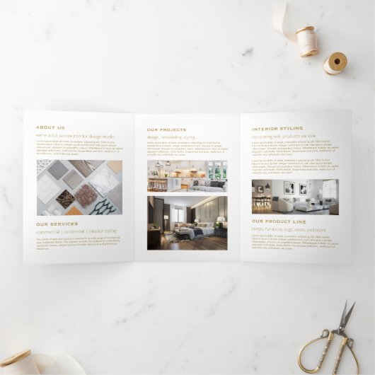 Elegante Griekse Key Mint Interieur Design Brochur Drieluik Kaart (Binnen)