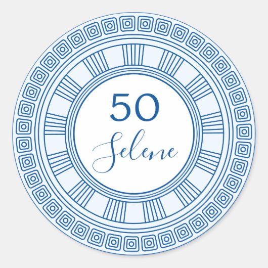Elegante Griekse of Romeinse verjaardag met aangep Ronde Sticker (Voorkant)