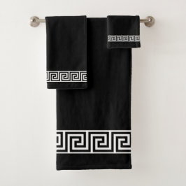 Elegante Griekse patroon op zwart Bad Handdoek