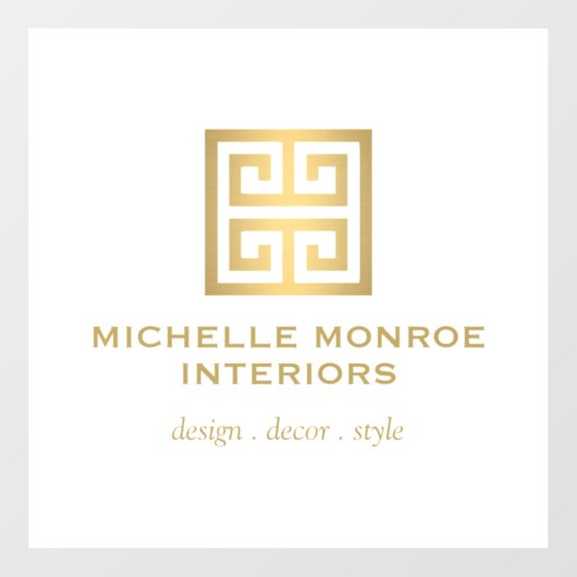 Elegante Griekse Sleutel Designer Logo Goud/Wit Raamsticker (Vel)