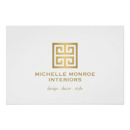 Elegante Griekse sleutel Goud/Wit Logo Downloaden Perfect Poster