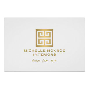 Elegante Griekse sleutel Goud/Wit Logo Downloaden Perfect Poster