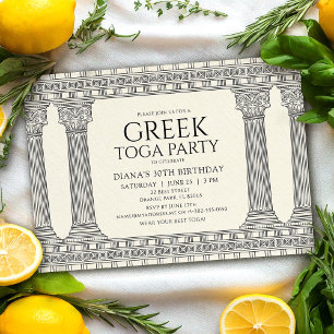 Elegante Griekse toga verjaardagsfeest met tempel Kaart