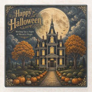 Elegante Griezelen Manor Halloween Glazen Onderzetter