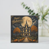 Elegante Griezelen Manor Halloween Kaart (Staand voorkant)