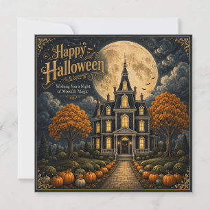 Elegante Griezelen Manor Halloween Kaart