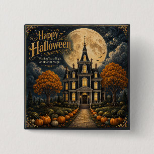 Elegante Griezelen Manor Halloween Vierkante Button 5,1 Cm