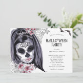 Elegante griezelige gemaskerde dame | Halloweenfee Kaart (Staand voorkant)
