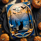 Elegante griezelige zwarte kat Halloween Kaart