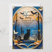 Elegante griezelige zwarte kat Halloween Kaart (Voorkant)